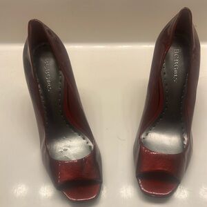 BCBGirls Red Open Toe Shoes With 4.5 Heel Size 7.5B Preowned